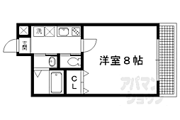 京都市営烏丸線 北大路駅 徒歩29分の賃貸マンション 1階1Kの間取り