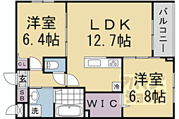 アーバンコート堀川西 3階2LDKの間取り