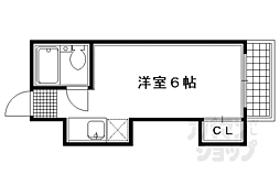 ヴィラ鈴木 2階ワンルームの間取り