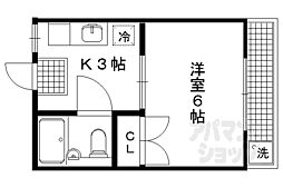 京阪本線 出町柳駅 徒歩2分の賃貸マンション 2階1Kの間取り