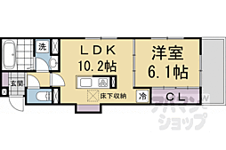 阪急京都本線 西院駅 徒歩4分の賃貸アパート 1階1LDKの間取り