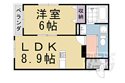 京都市営烏丸線 北大路駅 徒歩11分の賃貸アパート 1階1LDKの間取り