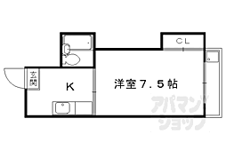 京都市営烏丸線 北大路駅 徒歩21分の賃貸アパート 2階1Kの間取り