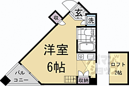 京都市営烏丸線 北大路駅 徒歩10分の賃貸マンション 4階1Kの間取り