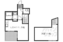 アルカス今出川 2階1LDKの間取り