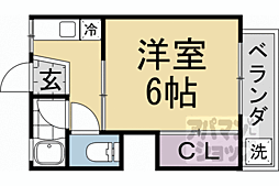 京阪本線 出町柳駅 徒歩10分の賃貸アパート 2階1Kの間取り