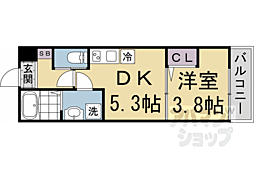 サイプレス御所西 203 2階1DKの間取り