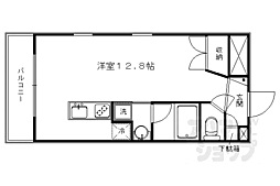 京都市営烏丸線 北大路駅 徒歩1分の賃貸マンション 2階1Kの間取り