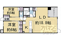 京都市営烏丸線 松ヶ崎駅 徒歩13分の賃貸マンション 3階1LDKの間取り