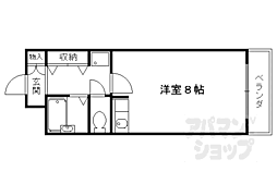 京福電気鉄道北野線 北野白梅町駅 徒歩17分の賃貸マンション 2階1Kの間取り