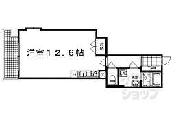 アクアレリスト今出川 6階ワンルームの間取り