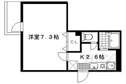 京阪本線 神宮丸太町駅 徒歩1分の賃貸マンション 4階1Kの間取り