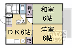 叡山電鉄叡山本線 元田中駅 徒歩16分の賃貸アパート 1階2DKの間取り