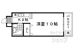 京都市営烏丸線 北大路駅 徒歩17分の賃貸マンション 6階1Kの間取り