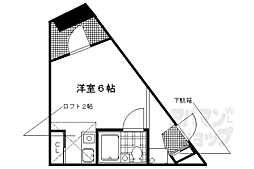 京都市営烏丸線 北大路駅 徒歩10分の賃貸マンション 4階ワンルームの間取り