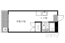 京都地下鉄東西線 東山駅 徒歩16分の賃貸マンション 2階1Kの間取り