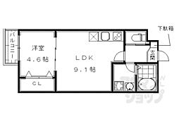京都市営烏丸線 四条駅 徒歩9分の賃貸マンション 4階1LDKの間取り