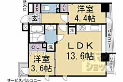 ＳＴＡＮＤＺ京都二条 7階2LDKの間取り