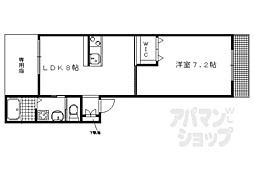 京阪本線 出町柳駅 徒歩16分の賃貸アパート 2階1LDKの間取り