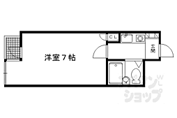 叡山電鉄叡山本線 元田中駅 徒歩15分の賃貸マンション 3階1Kの間取り