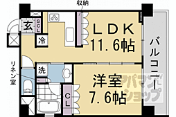 京都市上京区武者小路町マンション 1LDKの間取図画像