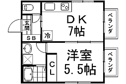 ハイツ真盛 1LDKの間取図画像