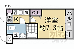 D.Clarest CREST TAPP 二条 1Kの間取図画像