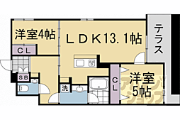 BRIGHSTONE御所北 2LDKの間取図画像