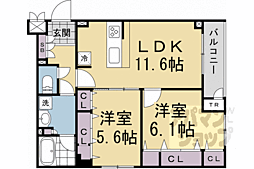 THE RESIDENCE御車道 2LDKの間取図画像