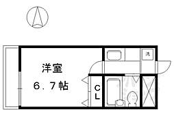 シャローム 1Kの間取図画像