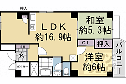 京都グランドハイツ 2LDKの間取図画像
