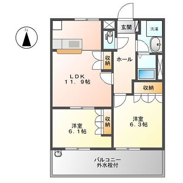 レインボーII ｜神奈川県南足柄市壗下(賃貸アパート2LDK・1階・54.54㎡)の写真 その2