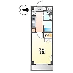 スプリングウィンド 2階1Kの間取り