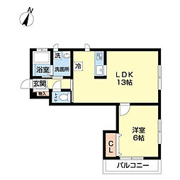 Crescita 1LDKの間取図画像