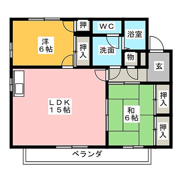 ハイツエミネンスC棟 ｜愛知県名古屋市北区楠２丁目(賃貸アパート2LDK・2階・57.43㎡)の写真 その2