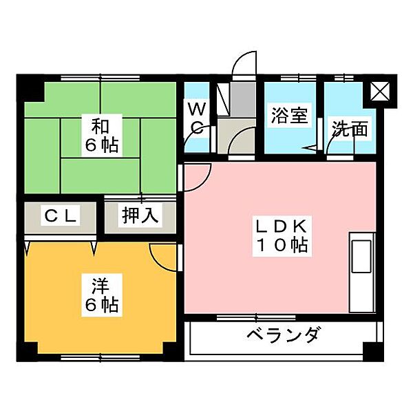 パークサイド小川 ｜愛知県名古屋市北区若鶴町(賃貸マンション2LDK・3階・59.22㎡)の写真 その2