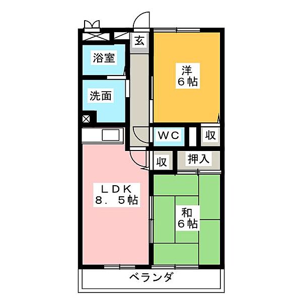 ノースワードＹ ｜愛知県名古屋市北区楠４丁目(賃貸アパート2LDK・3階・51.00㎡)の写真 その2