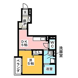 トルナーレ 1階1DKの間取り