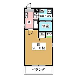 フォルテ黒川 2階1Kの間取り