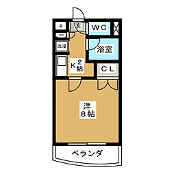 パインクレスト萩野 4階1Kの間取り