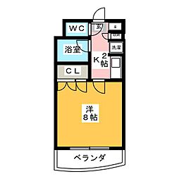 パインクレスト萩野 1Kの間取図画像