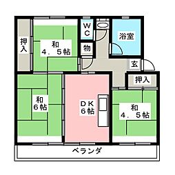 アネックス楠50 2階3DKの間取り