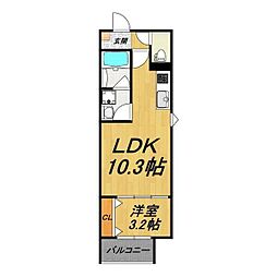 LECOCON上飯田 1LDKの間取図画像
