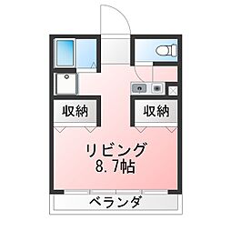 ユースエザキ ワンルームの間取図画像