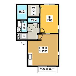 あさひコーポ 1LDKの間取図画像