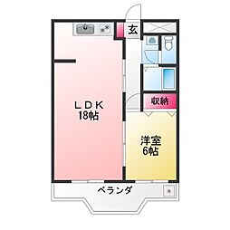 河野第四マンション 1LDKの間取図画像