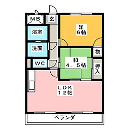 ファミール八代 2LDKの間取図画像