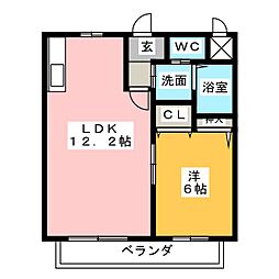 マーブル2 1LDKの間取図画像