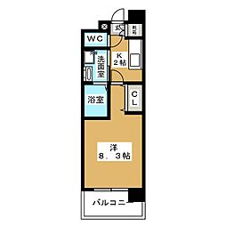 パルティール黒川 1Kの間取図画像