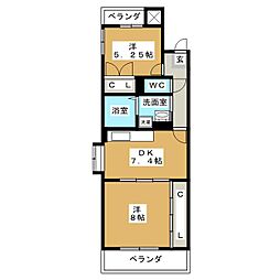 フローラ 2DKの間取図画像